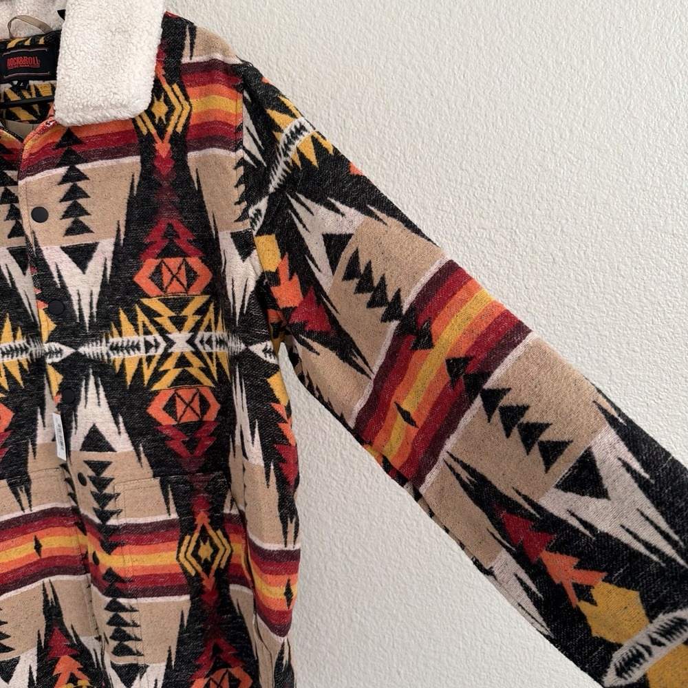 Rock & Roll Denim Men's Large Jacket Southwestern Aztec Snap Button NWT Pockets - Picture 7 of 15